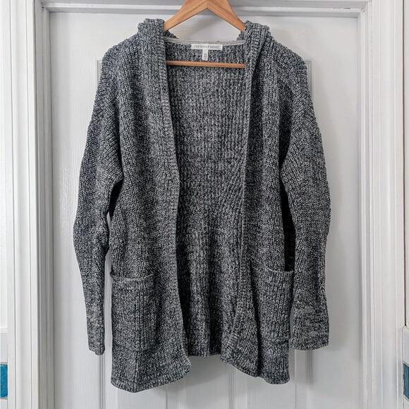 Victoria’s Secret Gray Marled Knit Hooded Open Cardigan Sweater – Women’s L/G - Picture 1 of 3